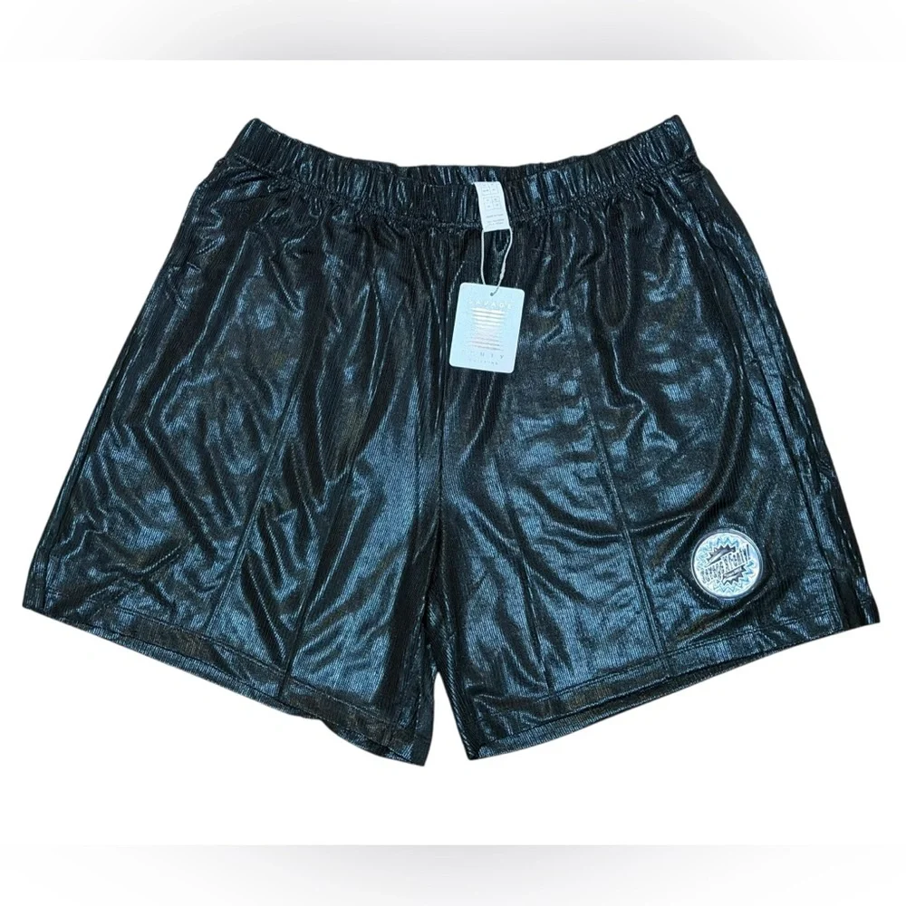 NEW Savage X Fenty Chain Reaction Metallic Black Basketball Shorts Streetwear L - Picture 6 of 14